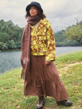 Lucy & Yak Brie Maxi Skirt TENCEL™ Lyocell Brown Size Medium